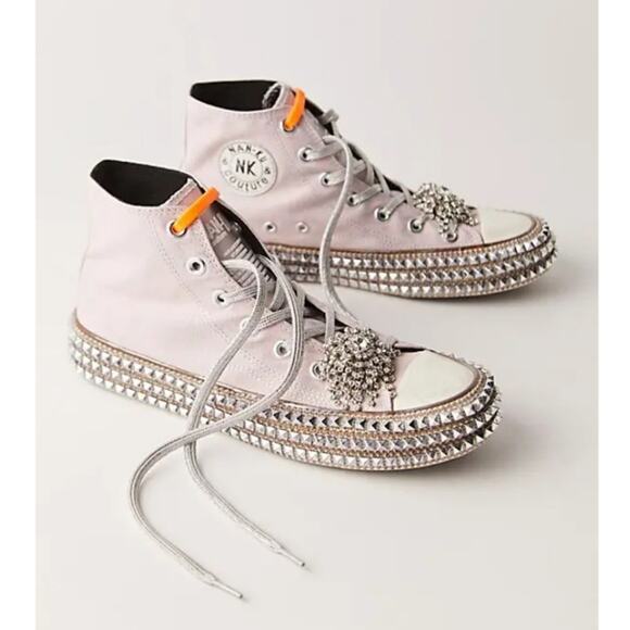 NEW Nan-Ku Couture Free People Cruise Stidded Mellow Mauve Pink High Top Sneaker - Picture 4 of 12